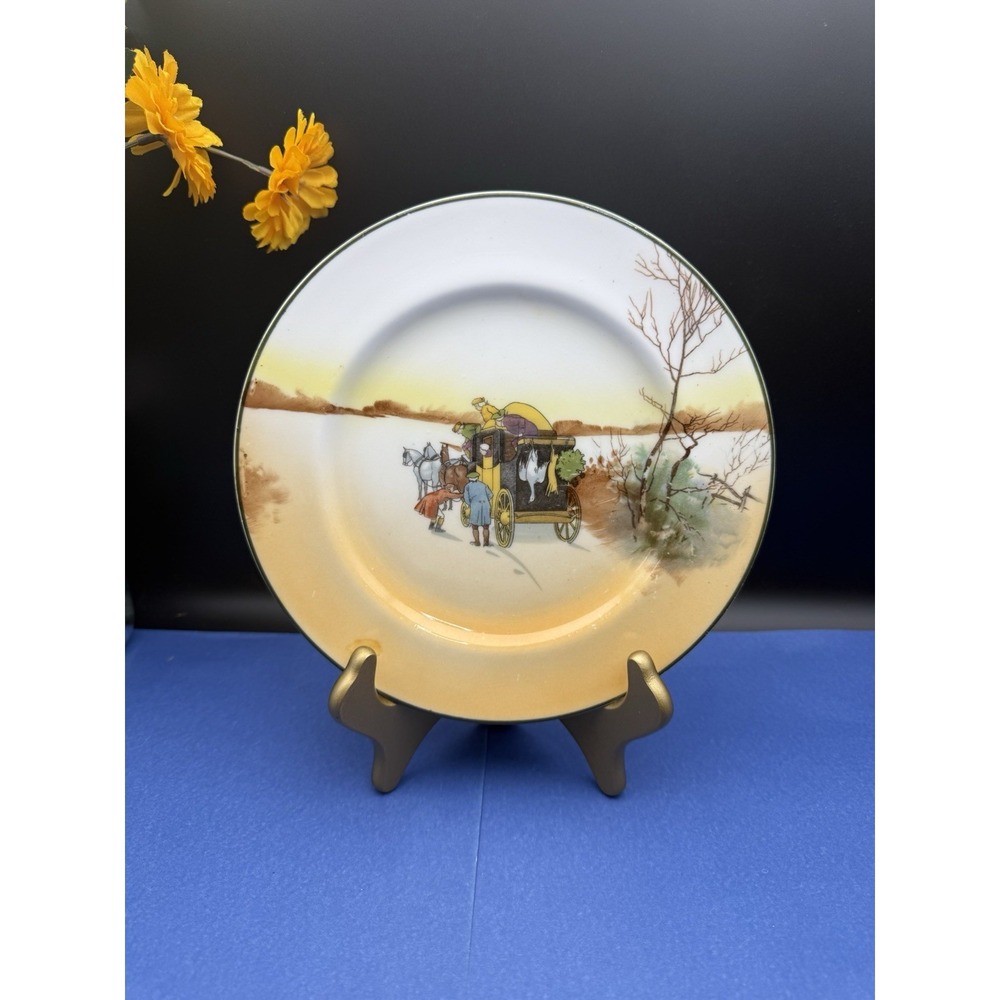 Royal Doulton Coaching Days‎ Salad plate The goose and hare hanging from coach